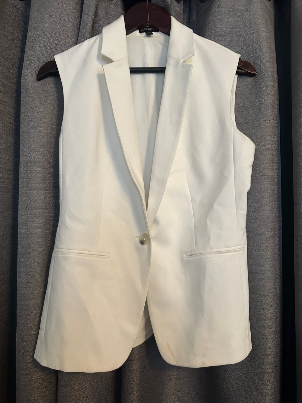 Express White Sleeveless Notch-Lapel Blazer Vest